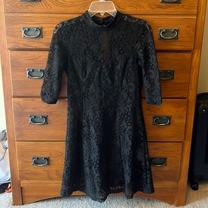 Black lace dress. Knee length